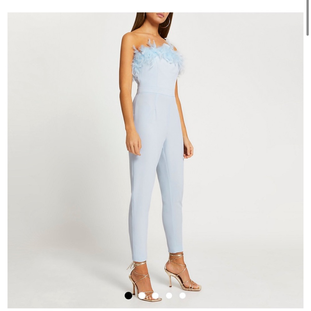 River Island Bandeau Feather Jumpsuit